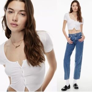 Aritzia Sunday Best Holly Cropped Short Sleeve Tee, Dusty Rose, XXS